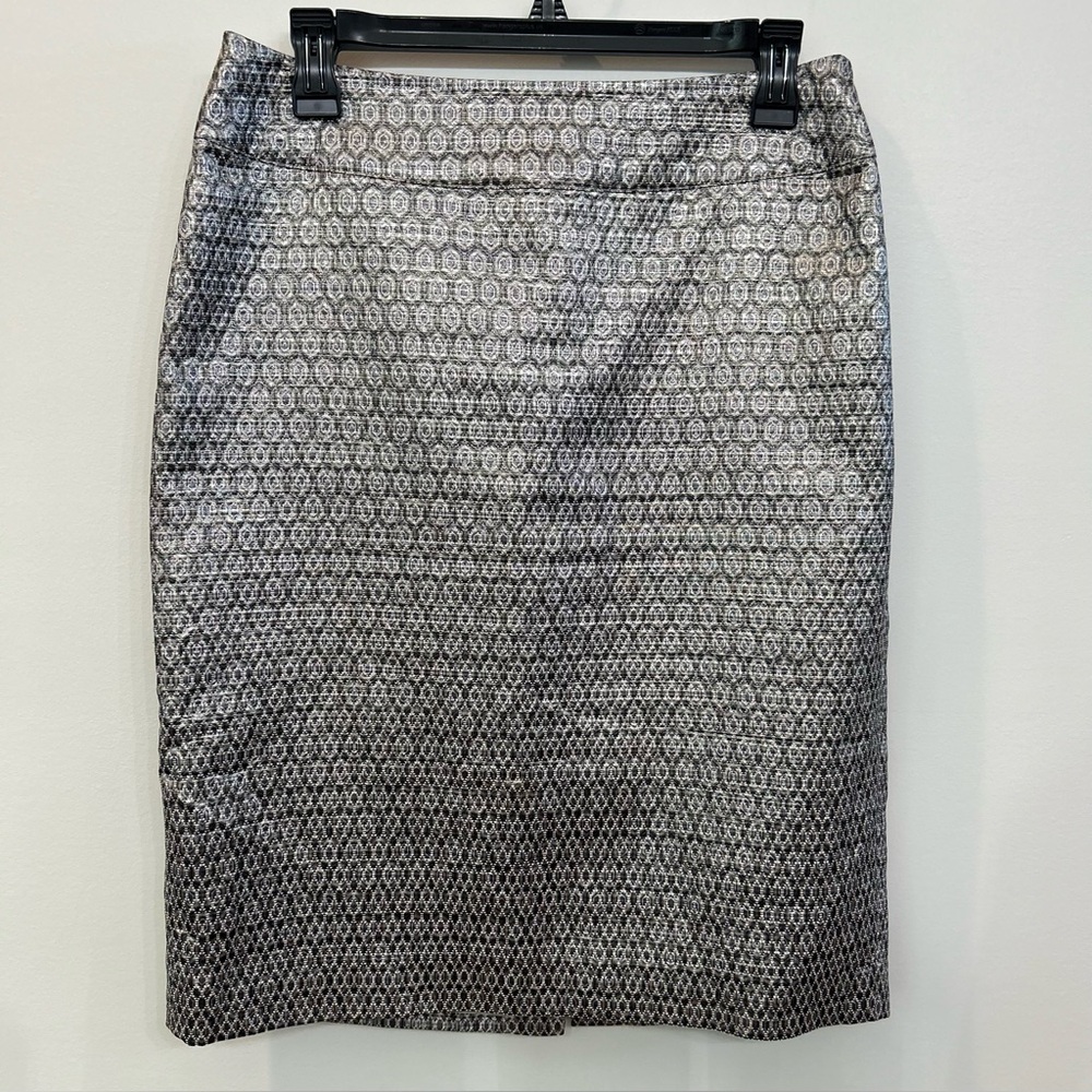Charter Club Woman’s Metallic Patterned Brocade Pencil Skirt Fully Lined Size 6